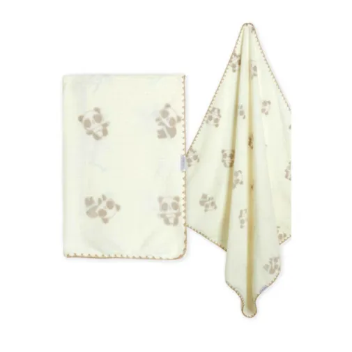 Bibaby Unisex Battaniye Clever Panda Fluffy Ekru