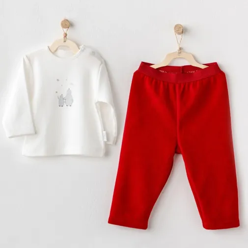 Andy Wawa 2Li Takım Happy Newyear Ekru - Kırmızı