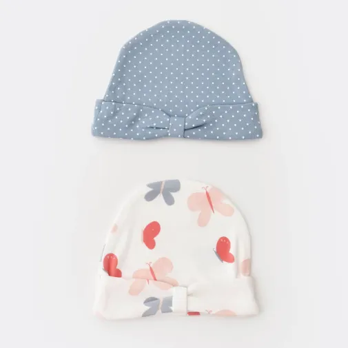 Bibaby Unisex Organik Şapka 2Li Wild Flowers Spring Blue