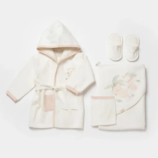 Bibaby Unisex Organik Bornoz Takımı Koala Jungle Pembe