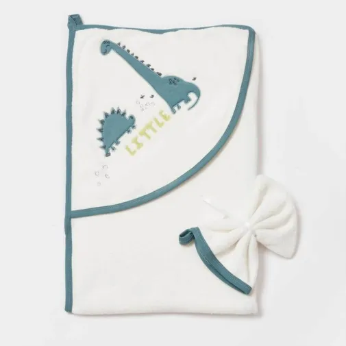 Bibaby Unisex Havlu Biorganik My Little Dinosaur Gri Petrol
