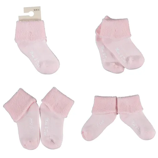 Bibaby Organik Çorap Soket Kaymaz Mom And Dad Pembe