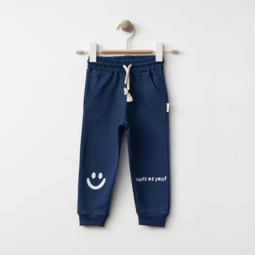 Bebolly Makes Me Smile Baskılı Erkek Çocuk Eşofman Altı Lacivert
