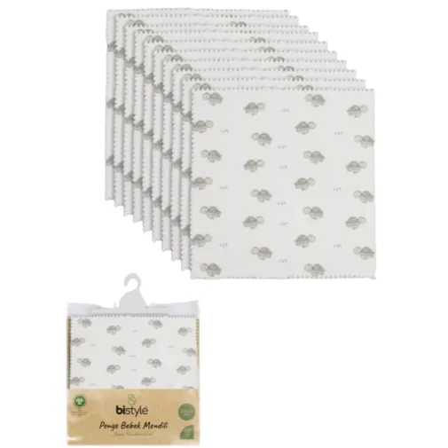 Bistyle Unisex Mendil 10Lu Penye Tortose Küçük Boy Ekru