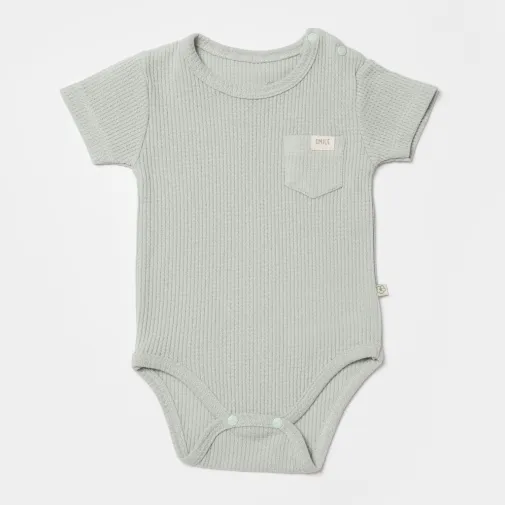 Bibaby Unisex Organik Body Kısa Kol Waffle Smile Mint