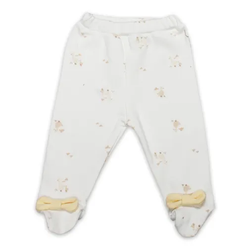 Bistyle Pantolon Patikli Welcome Baby Duck Sarı - Ekru