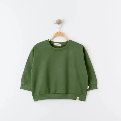 Tiffany Çocuk Sweatshirt Oversize Theme Haki