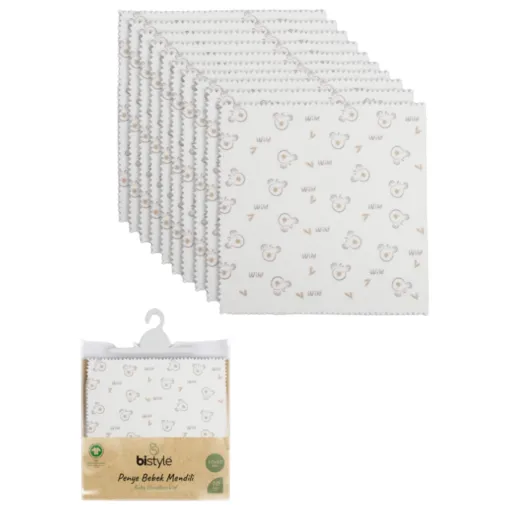 Bistyle Unisex Mendil 10Lu Penye Koala Küçük Boy Ekru