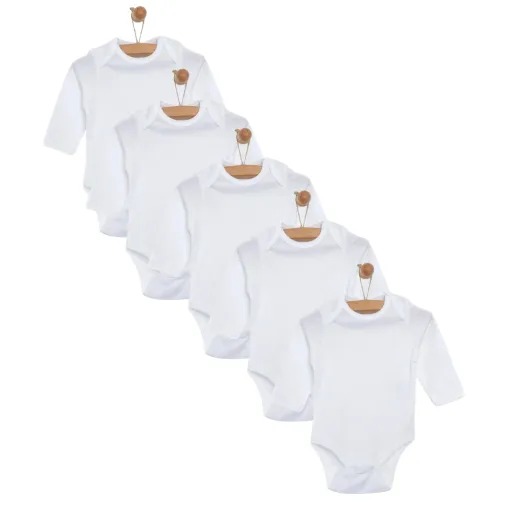 Mixi Baby 5Li Beyaz Uzun Kollu Bebek Body Seti