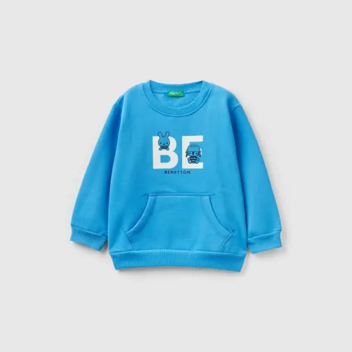 Benetton Sweatshirt Kanguru Mavi