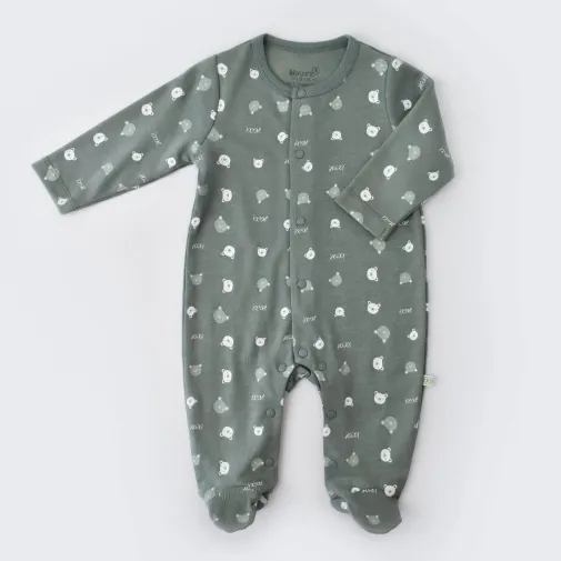 Bibaby Erkek Organik Tulum Hug Me Bear Yeşil
