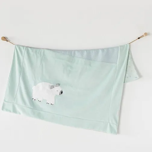 Andy Wawa Erkek Battaniye Velvet Little Polar Bear Mint