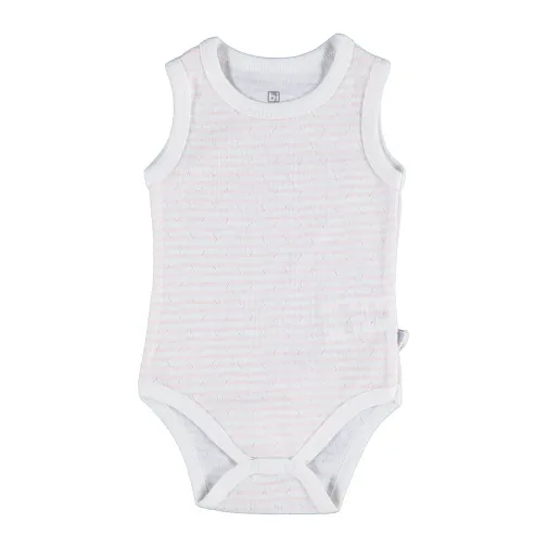 Bibaby Unisex Atlet Body Jakarlı Desenli Somon Çizgili