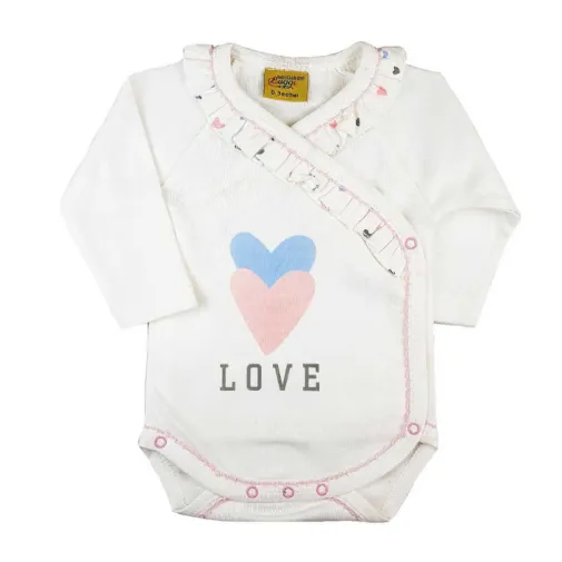 Luggi Baby Kız Organik Zıbın Body Love Düz