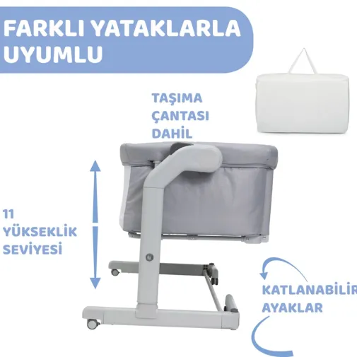 Chicco Next2Me Magic Evo Anne Yanı Beşik Dark Grey | Babymall