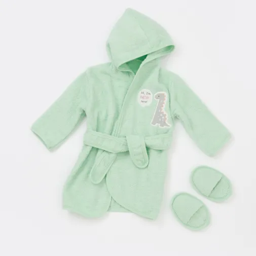 Bibaby Unisex Bornoz Takımı Little Rabbit Dino Yeşil