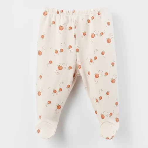 Bibaby Kız Organik Pantolon Patikli Summer Fruit Light Cream