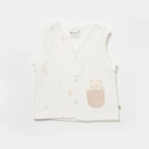 Bibaby Kız Organik Yelek Koala Jungle Pembe