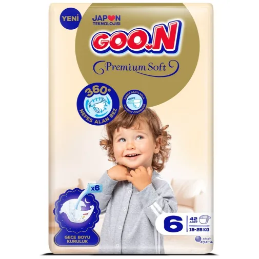 Goon Premium Bebek Bezi 6 Beden 15-25 Kg 42Li Fırsat Paket