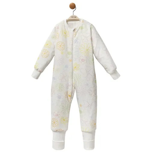 Moi Noi Fermuarlı Uzun Kollu Kışlık Bebek Çocuk Uyku Tulumu Çiçek 2,5 Tog Çiçek Desenli