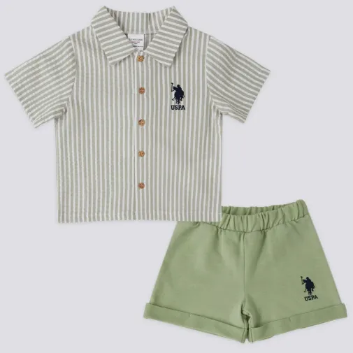 U.s. Polo Erkek 2Li Takım T-Shirt Su Yeşili