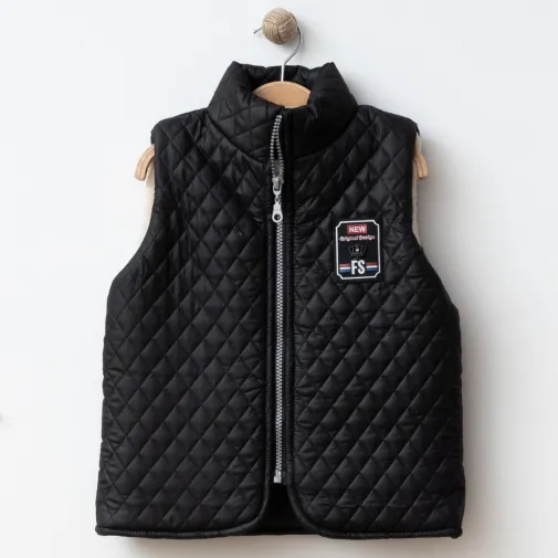 Bebolly Erkek Yelek Baklava Desenli Siyah