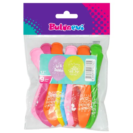 Balon Doğum Günü Baskılı Balon 9Lu