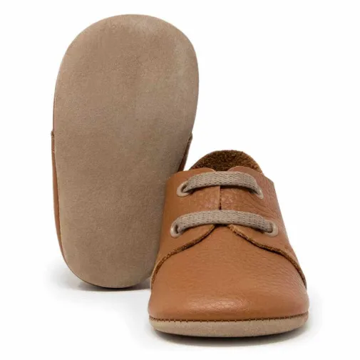 Ella Bonna Unisex Bebek Ayakkabısı Hakiki Deri Oxford Taba