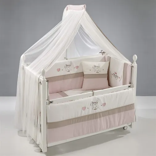 Meltem Kids Kral Beşik 60X120 Cm Beyaz-Prety Pudra