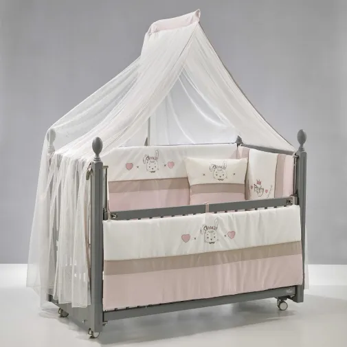 Meltem Kids Kral Beşik 60X120 Cm Gri - Prety Pudra