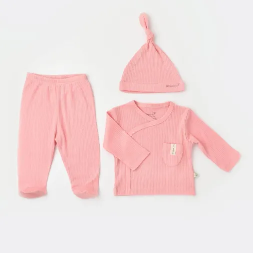 Bibaby Unisex Organik Zıbın 3Lü Soft Modal Pembe