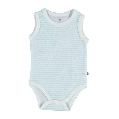 Bibaby Unisex Atlet Body Jakarlı Desenli Mint Çizgili