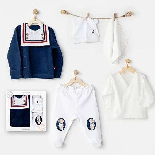 Andy Wawa Erkek Hastane Çıkışı 5Li Sailor Bear Lacivert - Beyaz