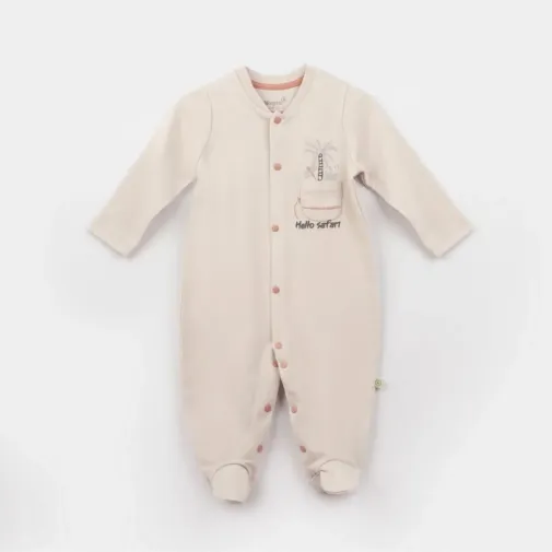 Bibaby Unisex Organik Tulum Hello Safari Ekru - Kiremit