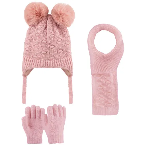 Kitti Eldiven Atkı Bere Takım 1-4 Yaş Açık Pembe