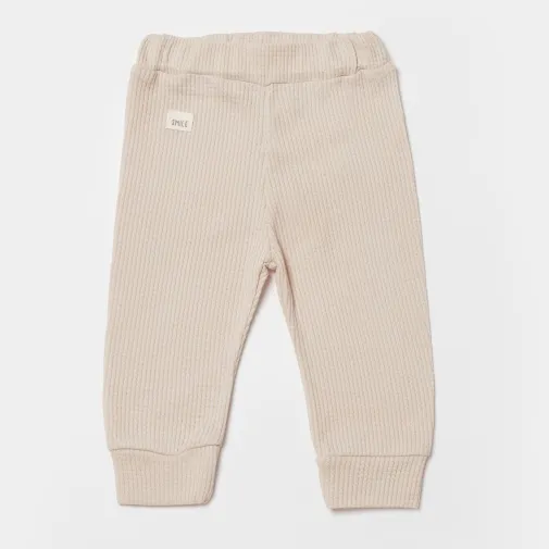 Bibaby Unisex Organik Pantolon Waffle Smile Bej