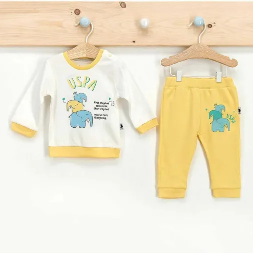 U.s. Polo Erkek 2Li Takım Uzun Kol Sarı