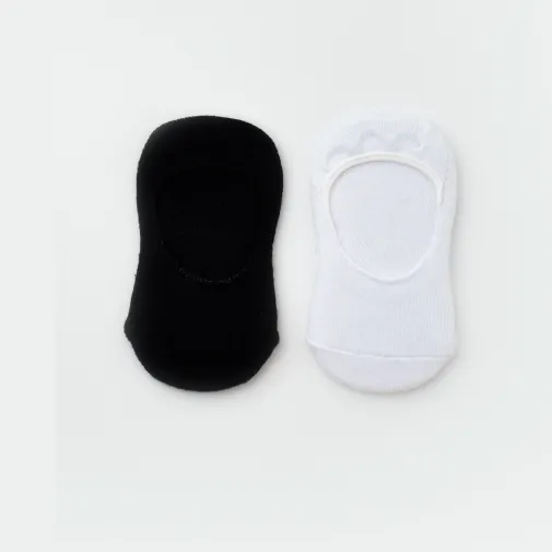 Bibaby Erkek Organik Babet Çorap 2Li Basic Siyah - Beyaz