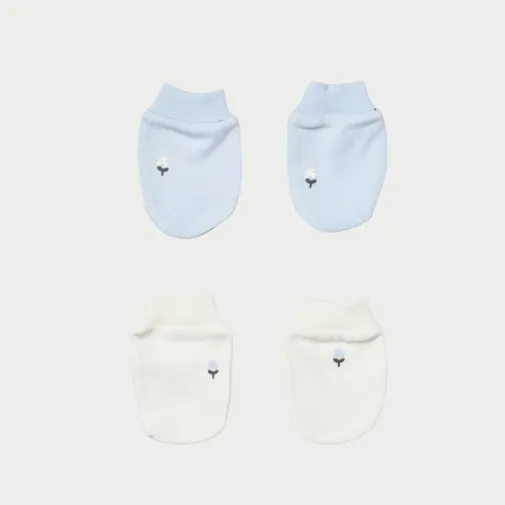 Bibaby Kız Organik Eldiven 2Li Love Floral Ekru - Lila