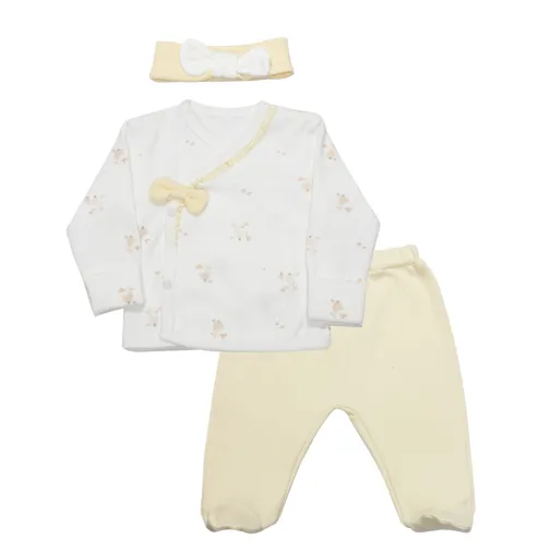 Bistyle Zıbın Takımı 3Lü Welcome Baby Duck Sarı - Ekru