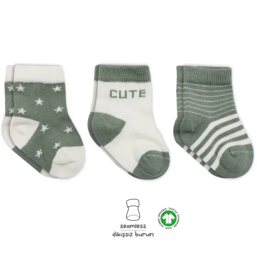 Bibaby Unisex Çorap Soket 3Lü Penye Stars Bistyle Nil