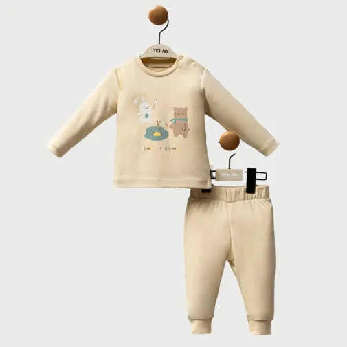 Moi Noi Organik 2Li Bebek Takım Kamp Zamanı Desenli Unisex Organik