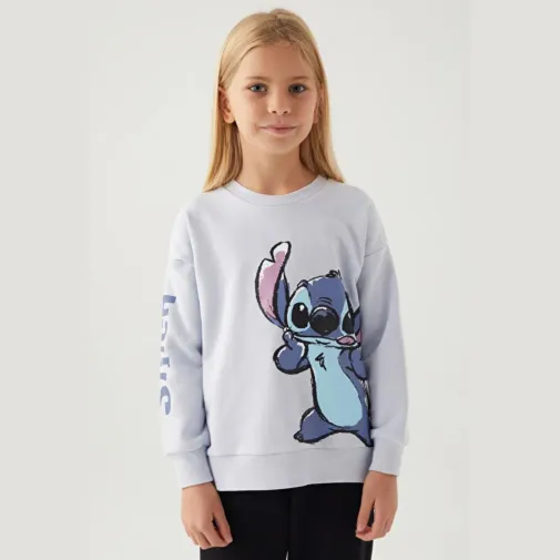 Stitch Kız Çocuk Sweatshirt Gökyüzü
