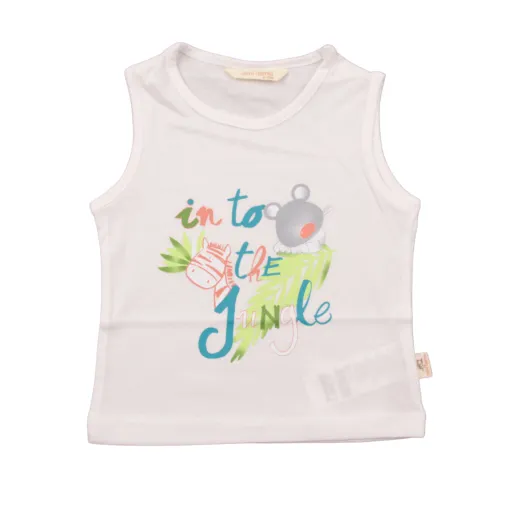 Mini Damla Bebek T-Shirt Kolsuz Jungle Ekru