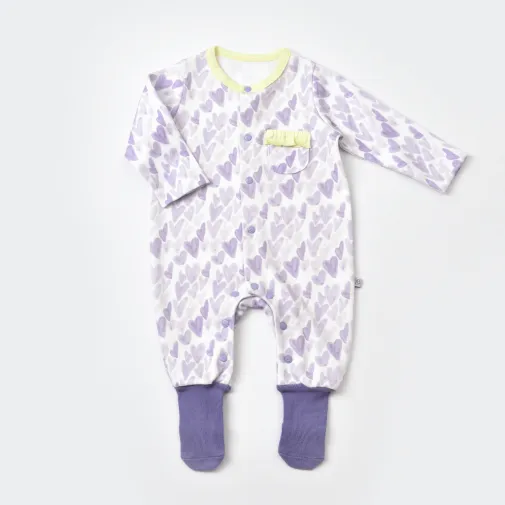 Bibaby Kız Organik Tulum Çoraptolon Love You Baby Yellow Lavender
