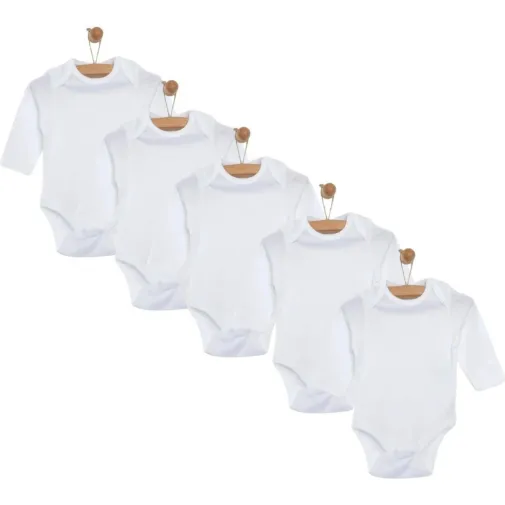 Mixi Baby 5Li Beyaz Uzun Kollu Body Seti Beyaz