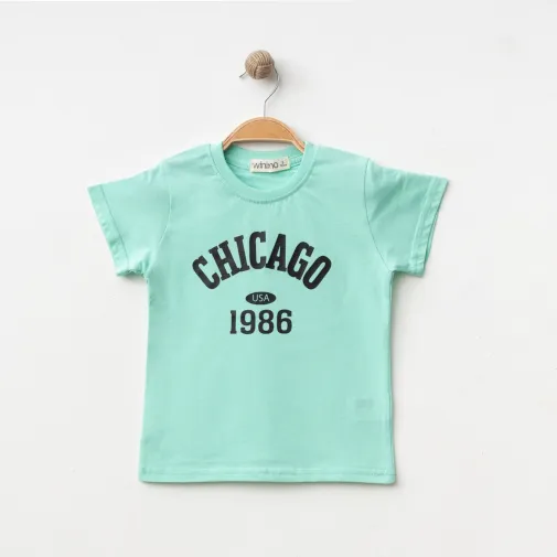Winimo Chicago Baskılı Çocuk T-Shirt Unisex Mint