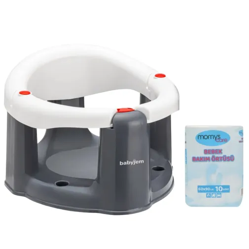 Babyjem Önden Açılır Bebek Banyo&Mama Oturağı Beyaz + Momys Care Bebek Bakım Örtüsü 60*90 Cm 10Lu