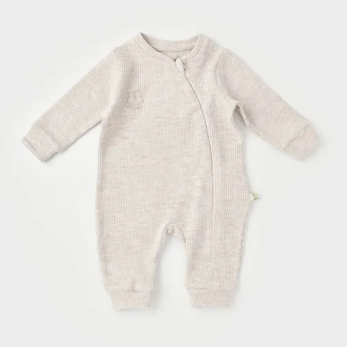 Bibaby Unisex Organik Tulum Fermuarlı Nature In Waffle Kahve Melanj