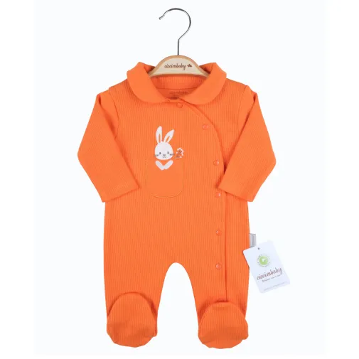 Ciccim Baby Kız Tulum Patikli Çiçekli Tavşan Turuncu